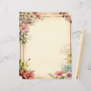 Shabby Chic Floral Scrapbook Stationery Paper