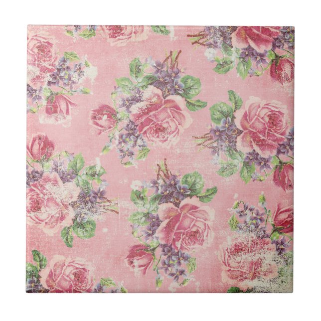 Shabby Chic Floral Tile (Front)