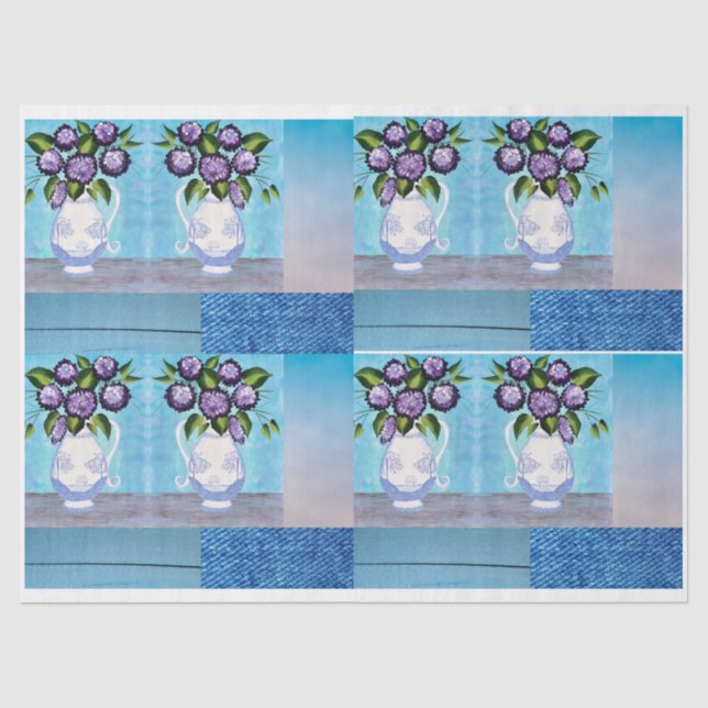 Shabby Chic Floral Vase Tissue Paper for DIY (Front)
