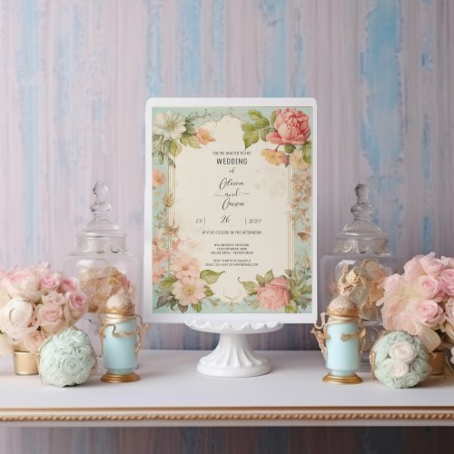 Shabby Chic Floral Wedding Invitation