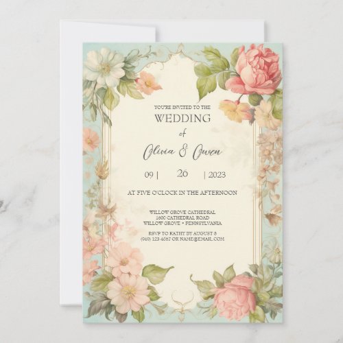 Shabby Chic Floral Wedding Invitation