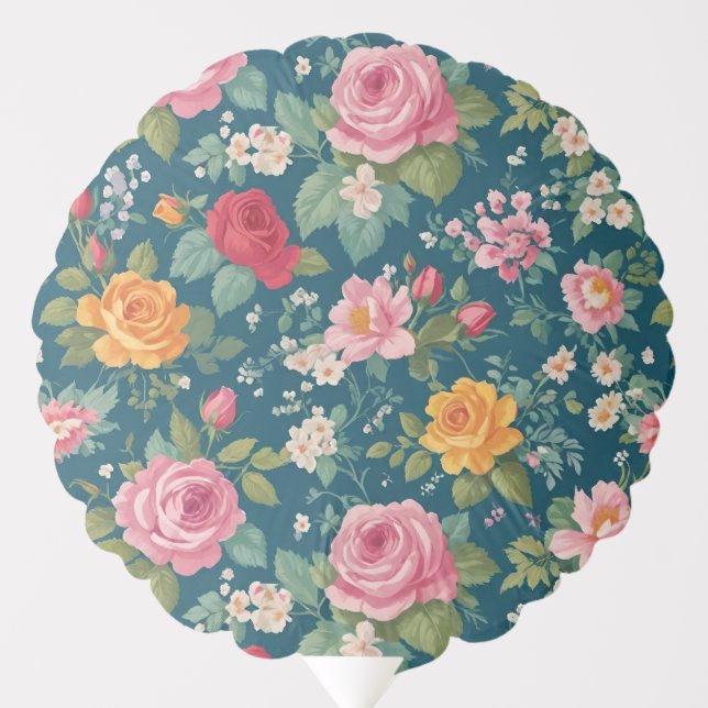 Shabby Chic Floral With Roses And Tiny Wildflowers Balloon (Front)