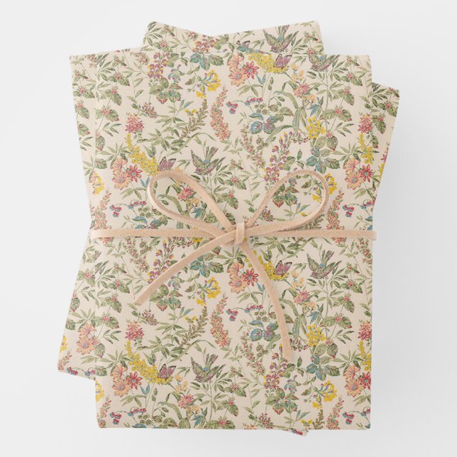 Shabby Chic Floral Wrapping Paper Sheets (In situ)