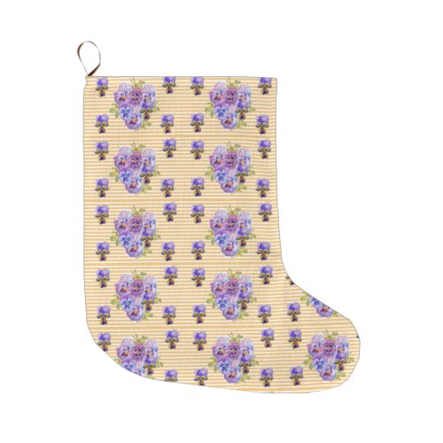 Shabby Chic Floral Yellow pansy Christmas Stocking