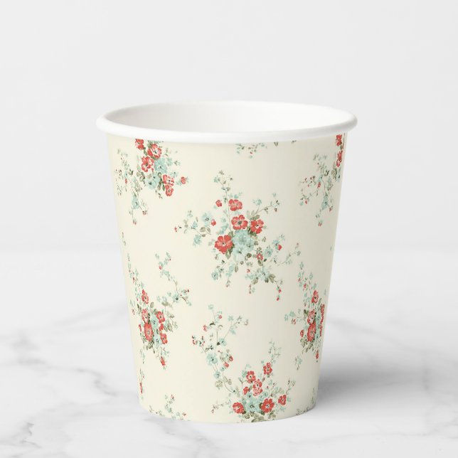 Shabby chic florals paper cups (Front)