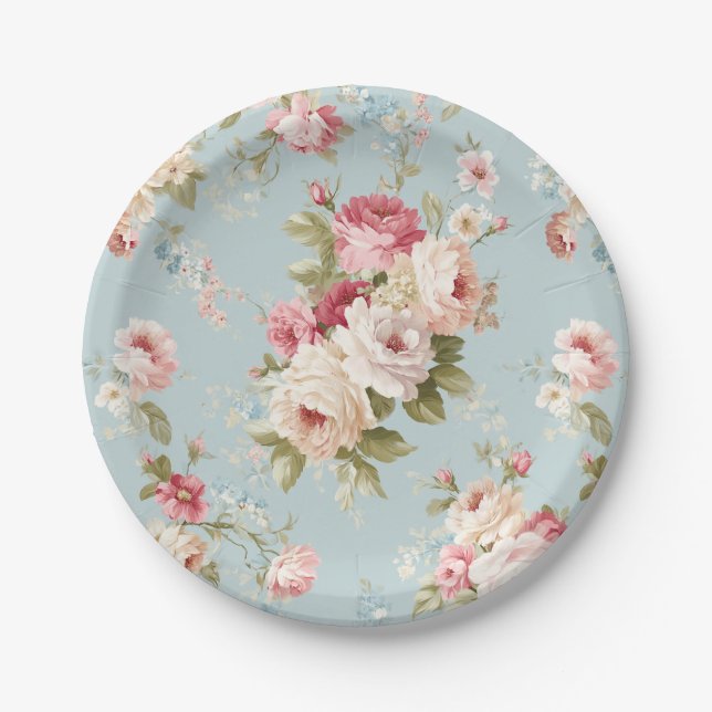 Shabby Chic florals Paper Plates (Front)