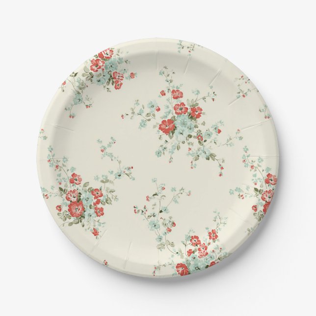 Shabby chic florals paper plates (Front)