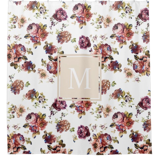 Shabby Chic Florals - Personalized Shower Curtain (Front)
