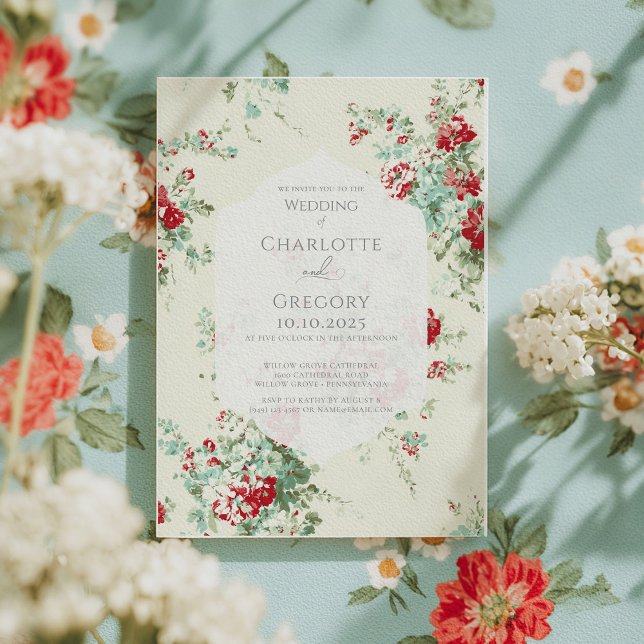 Shabby chic florals Wedding Invitation (Creator Uploaded)