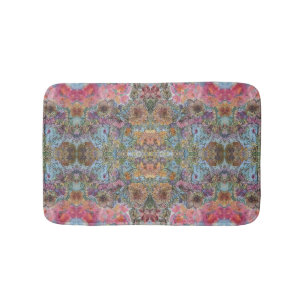 Shabby Chic Flower Garden Watercolor Painting Bath Mat
