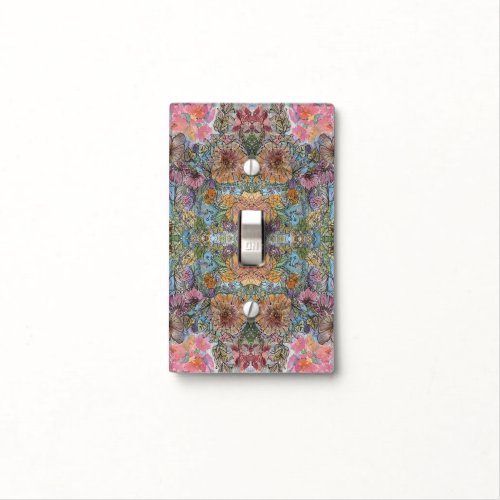 Shabby Chic Flower Garden Watercolor Painting  Light Switch Cover