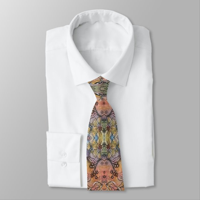 Shabby Chic Flower Garden Watercolor Painting Neck Tie (Tied)