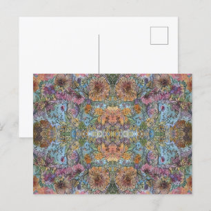 Shabby Chic Flower Garden Watercolor Painting Postcard