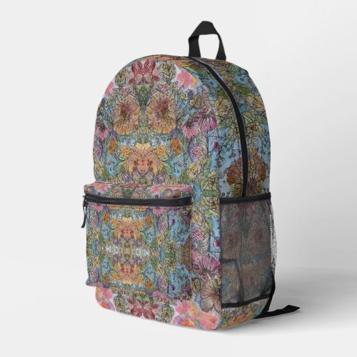 Shabby Chic Flower Garden Watercolor Painting  Printed Backpack