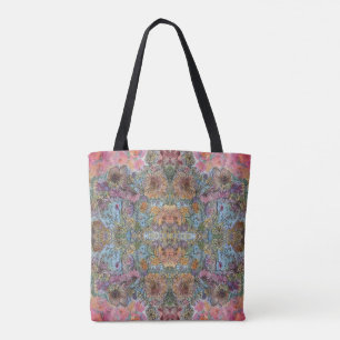 Shabby Chic Flower Garden Watercolor Painting Tote Bag