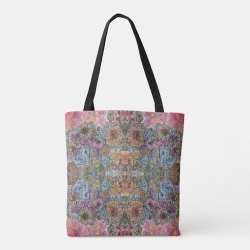 Shabby Chic Flower Garden Watercolor Painting  Tote Bag