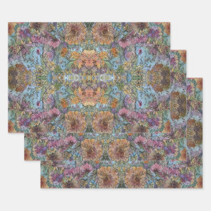 Shabby Chic Flower Garden Watercolor Painting Wrapping Paper Sheets