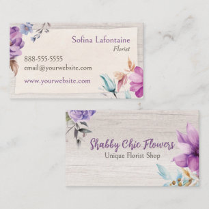 Shabby Chic Flowers and Wood Business Card