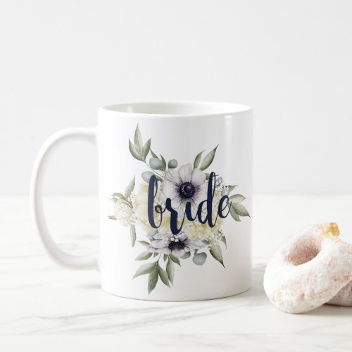 Shabby_Chic Flowers Bouquet  Bride Typography Coffee Mug
