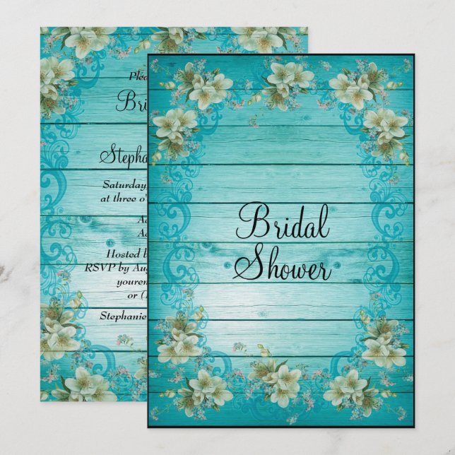 Shabby Chic Flowers Bridal Shower Invitation (Front/Back)