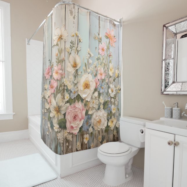 Shabby Chic Flowers Shower Curtain (In Situ)