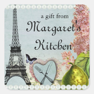 Shabby chic fork knife Eiffel tower gift tag label