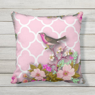 Shabby chic, french chic, vintage,floral,rustic,bi throw pillow