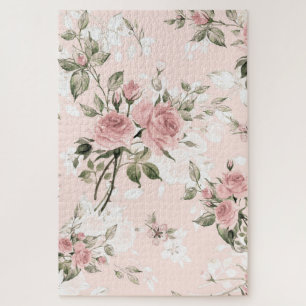 Shabby chic, french chic, vintage,floral,rustic,pi jigsaw puzzle