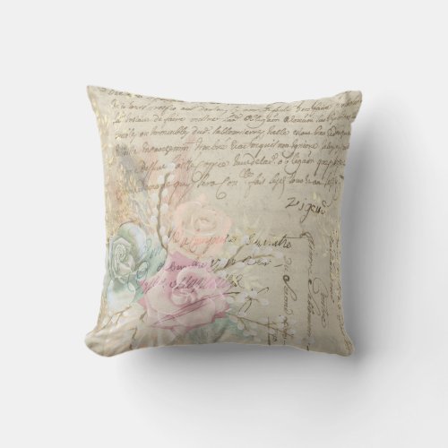 Shabby Chic French Country Floral Outdoor Pillow