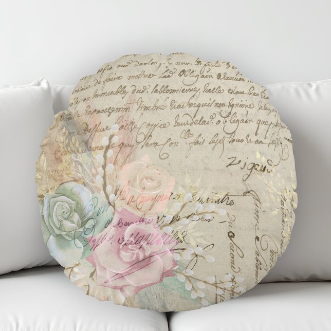 Shabby Chic French Country Floral Round Pillow (Creator Uploaded)
