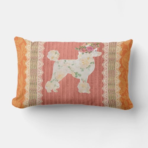 Shabby Chic French Poodle Vintage Look  Lumbar Pillow
