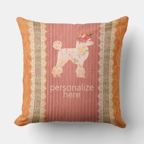Shabby Chic French Poodle Vintage Look  Throw Pillow