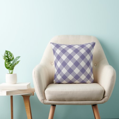 Shabby Chic French Purple White Check Pattern Throw Pillow