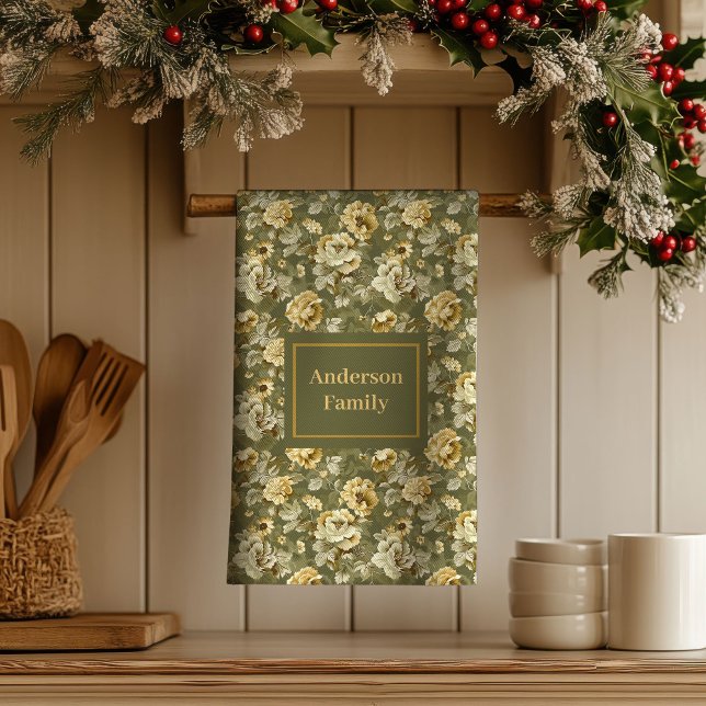 Shabby Chic Gift Personalized Gold Floral Towel  (Shabby Chic Gift Personalized Gold Floral Towel )