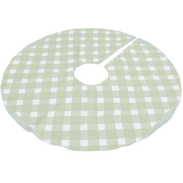 Shabby Chic Gingham Pastel Green Mix Brushed Polyester Tree Skirt (Angled)