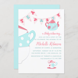 Shabby-Chic Girl Baby Shower Tea Party Invitation