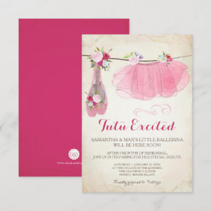 Shabby Chic Girl Ballerina Baby Shower Invitation
