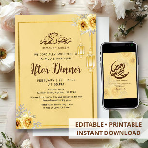 Shabby Chic Golden Rose Iftar Dinner Invitation