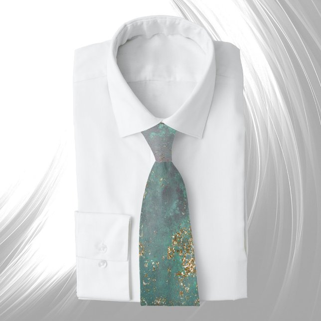 Shabby Chic Green Gold Graphic Neck Tie (Creator Uploaded)