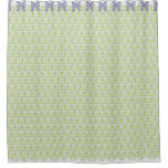 Shabby Chic Green &amp; Lilac Damask w Bows &amp; Lace Shower Curtain