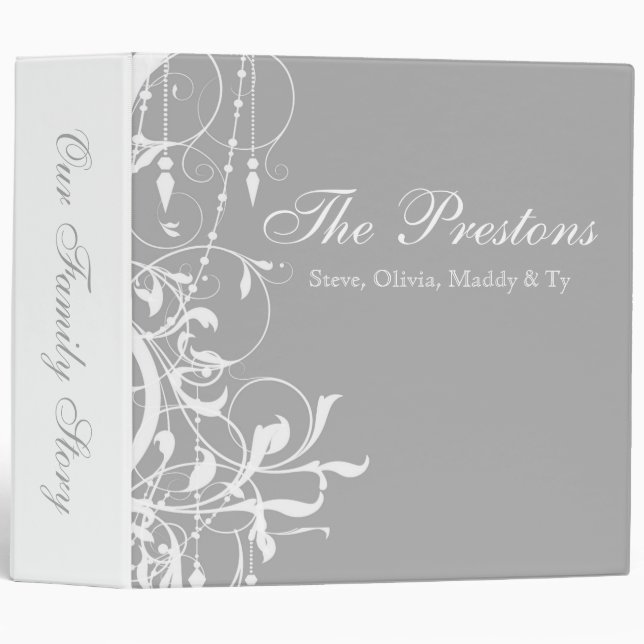 Shabby Chic Grey Chandelier Family Album Binder (Front/Spine)
