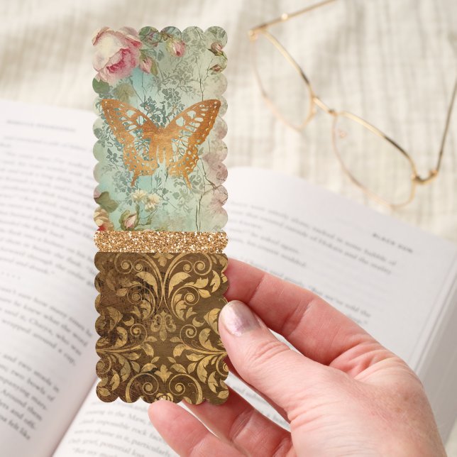 Shabby chic grunge style floral florist bookmarks (Hand)