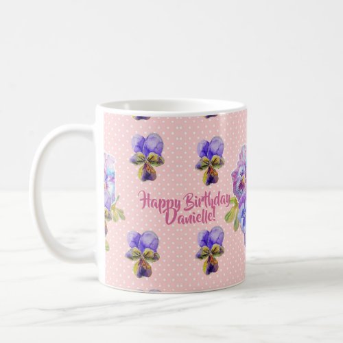 Shabby Chic Happy Birthday love floral Dot Mug