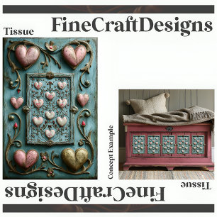 Shabby Chic Hearts + Vines Decoupage Right 158 Tissue Paper