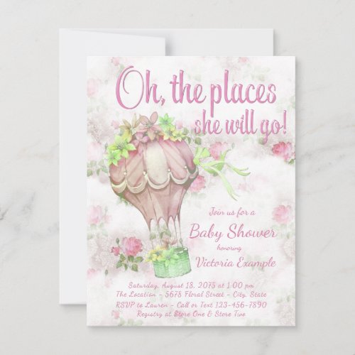 Shabby Chic Hot Air Balloon Baby Shower Invitation