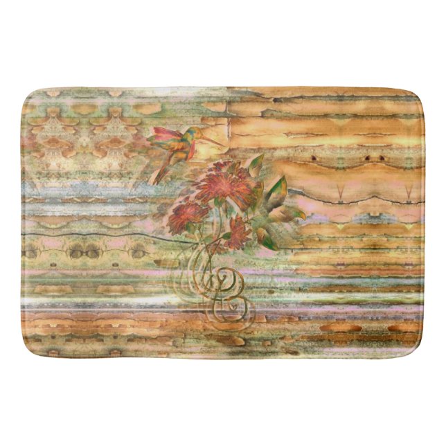Shabby Chic Hummingbird Flight Bath Mat (Front)