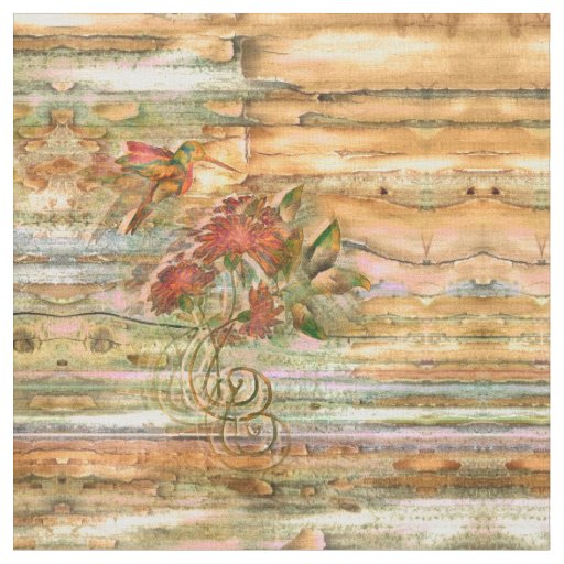 Shabby Chic Hummingbird Flight Fabric