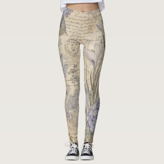 Shabby Chic Hydrangeas and Dragonfly Leggings