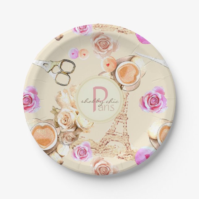 Shabby Chic in Vintage Paris Paper Plates (Front)