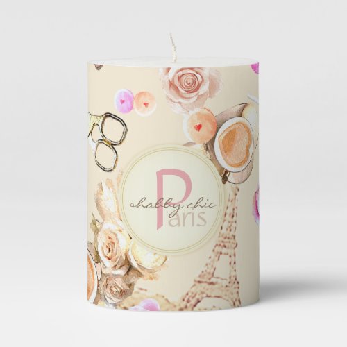 Shabby Chic in Vintage Paris Pillar Candle